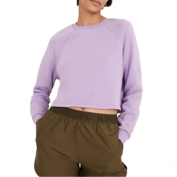 Madewell MWL AiryTerry Crop  Sweatshirt in Heather Bright Violet Size S - Picture 1 of 6